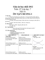Giáo án hay nhất 2012 Tuần 07 Lớp dạy: 7 Tiết 14 ÔN TẬP CHƯƠNG I doc