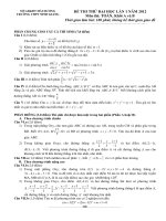 ĐỀ THI THỬ ĐẠI HỌC LẦN 1 NĂM 2012 MÔN TOÁN TRƯỜNG THPT NINH GIANG potx