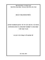 Kinh nghiệm quốc tế về xây dựng văn hóa kinh doanh của doanh nghiệp và bài học với việt nam