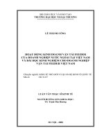 Hoạt động kinh doanh vận tải feeder của doanh nghiệp nước ngoài tại việt nam và bài học kinh nghiệm cho doanh nghiệp vận tải feeder việt nam