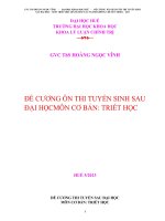ĐỀ CƯƠNG ÔN THI TUYỂN SINH SAU ĐẠI HỌC MÔN CƠ BẢN TRIẾT HỌC