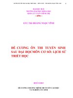 ĐỀ CƯƠNG ÔN THI TUYỂN SINH SAU ĐẠI HỌC MÔN CƠ SỞ LỊCH SỬ TRIẾT HỌC