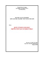 tiểu luận quốc tế hoá giáo dục những tồn tại cần khắc phục