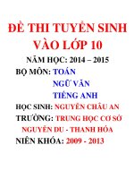 Bộ đề thi toán văn anh vào lớp 10