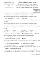 đề thi các năm gần đây môn tiếng anh kì thi tuyển sinh vào lớp 10 thpt bắc ninh