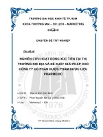 chuyên đề tốt nghiệp nghiên cứu hoạt động xúc tiến tại thị trường nội địa và đề xuất giải pháp cho ctcp dược phẩm-dược liệu pharmedic