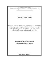 Nghiên cứu giải pháp hạn chế rủi ro tín dụng tại ngân hàng nông nghiệp và phát triển nông thôn chi nhánh Thái Nguyên