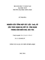 nghiên cứu tổng hợp vật liệu sno2, có cấu trúc nano đa cấp và ứng dụng trong cảm biến khí, xúc tác