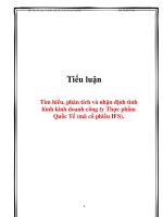 tiểu luận  tìm hiểu, phân tích và nhận định tình hình kinh doanh công ty thực phẩm quốc tế (mã cổ phiếu ifs)