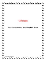 tiểu luận  kinh doanh nhà tại nhà hàng full house