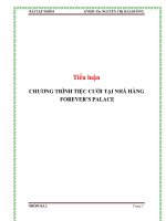 tiểu luận chương trình tiệc cưới tại nhà hàng forever’s palace