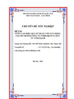 Nâng cao hiệu quả sử dụng vốn lưu động tại chi nhánh công ty TNHH dịch vụ đầu tư Vinh Hạnh doc
