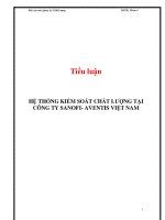 tiểu luận hệ thống kiểm soát chất lượng tại công ty sanofi aventis việt nam