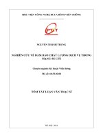 NGHIÊN CỨU VỀ ĐẢM BẢO CHẤT LƯỢNG DỊCH VỤ TRONG  MẠNG 4G LTE