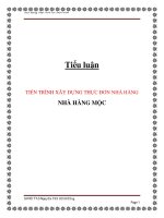 tiểu luận tiến trình xây dựng thực đơn nhà hàng mộc