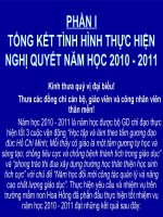 PHẦN 1: TỔNG KẾT TÌNH HÌNH THỰC HIỆN NGHỊ QUYẾT NĂM HỌC 2010 - 2011 pdf
