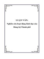 LUẬN VĂN:Nghiên cứu hoạt động lãnh đạo của Đảng bộ Thành phố pdf