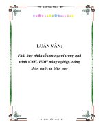 LUẬN VĂN: Phát huy nhân tố con người trong quá trình CNH, HĐH nông nghiệp, nông thôn nước ta hiện nay docx