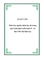 LUẬN VĂN: Phát huy nguồn nhân lực nữ trong quá trình phát triển kinh tế - xã hội ở Hà Nội hiện nay doc