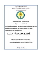 Đề tài: Phân tích tình hình tài chính và các biện pháp nâng cao hiệu quả hoạt động kinh doanh của Công ty Cổ phần Xây dựng – Thƣơng mại và Môi trƣờng Hà Nội pot