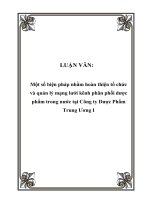 LUẬN VĂN: Một số biện pháp nhằm hoàn thiện tổ chức và quản lý mạng lưới kênh phân phối dược phẩm trong nước tại Công ty Dược Phẩm Trung Ương I pot