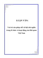 LUẬN VĂN: Vai trò của pháp chế xã hội chủ nghĩa trong tổ chức và hoạt động của Hải quan Việt Nam ppt