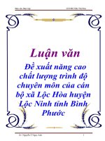 Luận văn: Đề xuất năng cao chất lượng trình độ chuyên môn của cán bộ xã Lộc Hòa huyện Lộc Ninh tỉnh Bình Phước pot