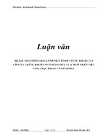 Đề tài: Hoạt động bảo lãnh phát hành chứng khoán tại công ty chứng khoán ngân hàng đầu tư và phát triển Việt Nam, thực trạng và giải pháp potx