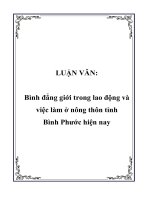 LUẬN VĂN: Bình đẳng giới trong lao động và việc làm ở nông thôn tỉnh Bình Phước hiện nay doc