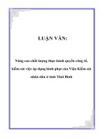 LUẬN VĂN: Nâng cao chất lượng thực hành quyền công tố, kiểm sát việc áp dụng hình phạt của Viện Kiểm sát nhân dân ở tỉnh Thái Bình pptx