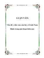 LUẬN VĂN: Vấn đề y đức của cán bộ y tế tỉnh Nam Định trong giai đoạn hiên nay potx