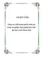 LUẬN VĂN: Nâng cao chất lượng nguồn nhân lực trong sự nghiệp công nghiệp hóa, hiện đại hóa ở tỉnh Thanh Hóa ppt