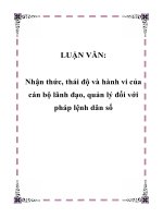 LUẬN VĂN: Nhận thức, thái độ và hành vi của cán bộ lãnh đạo, quản lý đối với pháp lệnh dân số doc