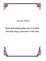 LUẬN VĂN: Hoàn thiện khung pháp luật về cổ phần hóa tổng công ty nhà nước ở Việt Nam doc
