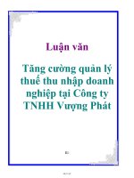 Luận văn: Tăng cường quản lý thuế thu nhập doanh nghiệp tại Công ty TNHH Vượng Phát doc