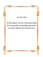 LUẬN VĂN: Tổ chức quản lý văn bản và khai thác thông tin văn bản phục vụ hoạt động quản lý đào tạo ở Học viện Báo chí và tuyên truyền pot