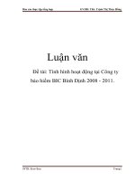 Đề tài: Tình hình hoạt động tại Công ty bảo hiểm BIC Bình Định 2008 - 2011. ppt