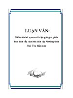 LUẬN VĂN: Nhân tố chủ quan với việc giữ gìn, phát huy bản sắc văn hóa dân tộc Mường tỉnh Phú Thọ hiện nay ppt