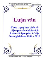 luận văn  thực trạng lạm phát và hiệu quả của chính sách kiềm chế lạm phát ở việt nam giai đoạn 1986 - 2010