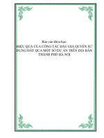 Báo cáo khoa học: HIỆU QUẢ CỦA CÔNG TÁC ĐẤU GIÁ QUYỀN SỬ DỤNG ĐẤT QUA MỘT SỐ DỰ ÁN TRÊN ĐỊA BÀN THÀNH PHỐ HÀ NỘI potx