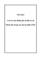 Tiểu luận: Vai trò của đánh giá xã hội có sự tham dự trong các dự án phát triển pptx