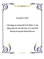 LUẬN VĂN: Vận dụng tư tưởng Hồ Chí Minh về vận động phụ nữ trên địa bàn xã ở tỉnh Hải Dương trong giai đoạn hiện nay ppt
