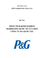 BÀI TIỂU LUẬNMÔN MARKETING TOÀN CẦU:PHÂN TÍCH KINH NGHIỆM MARKETING P&G docx