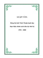 LUẬN VĂN:Đảng bộ tỉnh Ninh Thuận lạnh đạo thực hiện chính sách dân tộc pot