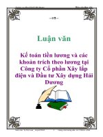 Luận Văn: Kế toán tiền lương và các khoản trích theo lương tại Công ty Cổ phần Xây lắp điện và Đầu tư Xây dựng Hải Dương pdf