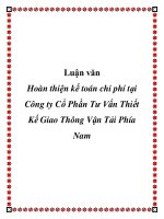 Luận văn: Luận văn Hoàn thiện kế toán chi phí tại Công ty Cổ Phần Tư Vấn Thiết Kế Giao Thông Vận Tải Phía Nam doc