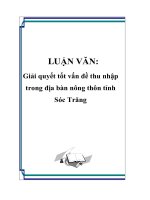 LUẬN VĂN: Giải quyết tốt vấn đề thu nhập trong địa bàn nông thôn tỉnh Sóc Trăng docx