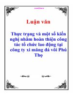 Luận văn: Thực trạng và một số kiến nghị nhằm hoàn thiện công tác tổ chức lao động tại công ty xi măng đá vôi Phú Thọ docx