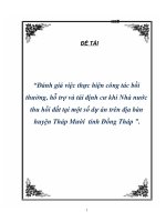 Đề tài “Đánh giá việc thực hiện công tác bồi thường, hỗ trợ và tái định cư khi Nhà nước thu hồi đất tại một số dự án trên địa bàn huyện Tháp Mười tỉnh Đồng Tháp ”. pptx