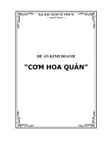 ĐỀ ÁN KINH DOANH“CƠM HOA QUÁN